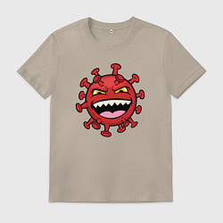 Футболка хлопковая мужская Смеющийся вирус, цвет: миндальный