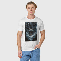 Футболка хлопковая мужская Оскаленная морда волка, цвет: белый — фото 2
