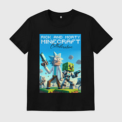 Футболка хлопковая мужская Rick and Morty Minecraft - collaboration, цвет: черный