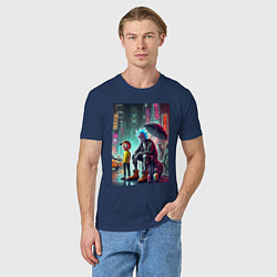Футболка хлопковая мужская Rick and Morty are homeless people from New York, цвет: тёмно-синий — фото 2