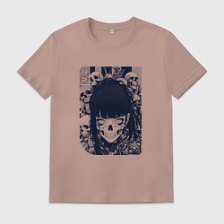 Футболка хлопковая мужская Кибернетическая девушка-скелет, цвет: пыльно-розовый