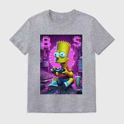 Футболка хлопковая мужская Bart Simpson - cool gamer, цвет: меланж