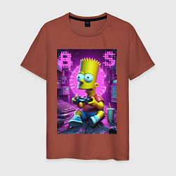 Футболка хлопковая мужская Bart Simpson - cool gamer, цвет: кирпичный