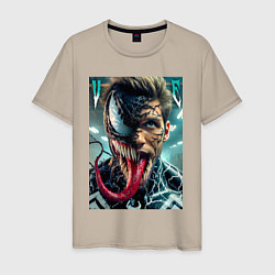 Футболка хлопковая мужская Venom and Eddie - ai art fantasy, цвет: миндальный