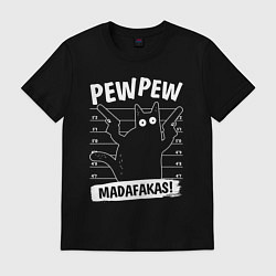 Футболка хлопковая мужская Кот с пушками, цвет: черный