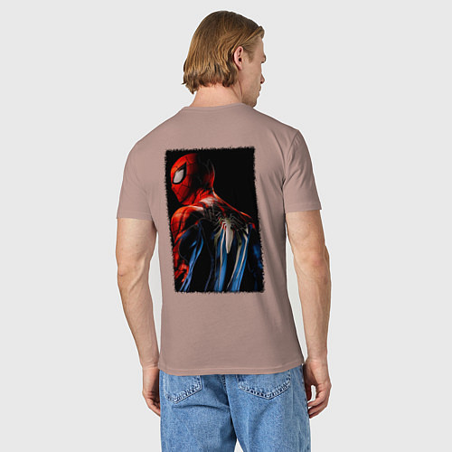 Мужская футболка Человек паук спина / Пыльно-розовый – фото 4