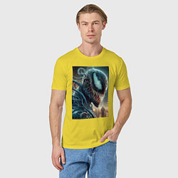 Футболка хлопковая мужская Веном в профиль - нейроарт фантазия, цвет: желтый — фото 2
