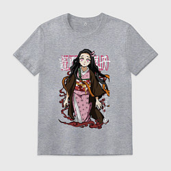 Футболка хлопковая мужская Клинок рассекающий демонов Незуко, цвет: меланж