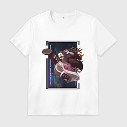 Футболка хлопковая мужская Клинок рассекающий демонов: удар Незуко Камадо, цвет: белый