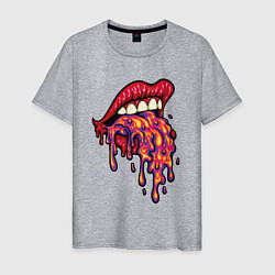 Футболка хлопковая мужская Crazy lips, цвет: меланж
