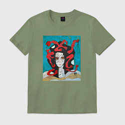 Футболка хлопковая мужская Medusa the Gorgon, цвет: авокадо