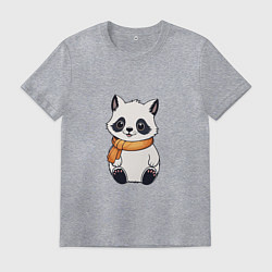 Футболка хлопковая мужская Милый белый енот, цвет: меланж