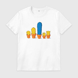 Футболка хлопковая мужская Симпсоны кактусы, цвет: белый