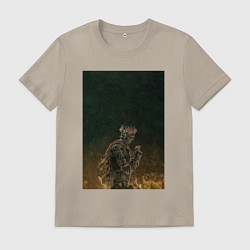 Футболка хлопковая мужская Dark souls рыцарь, цвет: миндальный