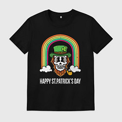 Футболка хлопковая мужская Happy St Patricks day - skull, цвет: черный