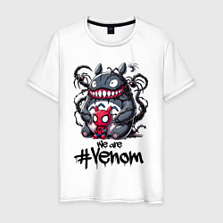 Футболка хлопковая мужская Totoro-Venom and Spider-man, цвет: белый