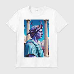 Футболка хлопковая мужская Античный герой и архитектура, цвет: белый