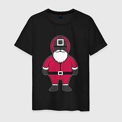 Футболка хлопковая мужская Squid game Santa, цвет: черный
