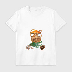 Футболка хлопковая мужская Лесное приключение, цвет: белый