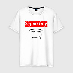 Футболка хлопковая мужская Sigma boy roblox face - gaming meme collab, цвет: белый