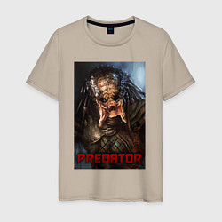 Футболка хлопковая мужская Predator movie, цвет: миндальный