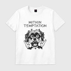 Футболка хлопковая мужская Within Temptation - rock dog, цвет: белый