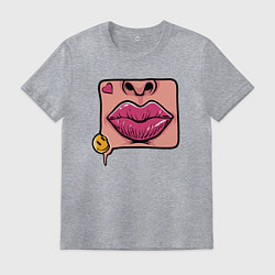 Футболка хлопковая мужская Smile and lips, цвет: меланж
