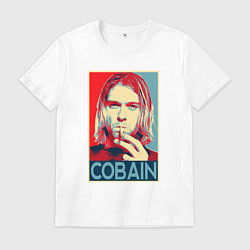 Футболка хлопковая мужская Кобейн нирвана рок, цвет: белый