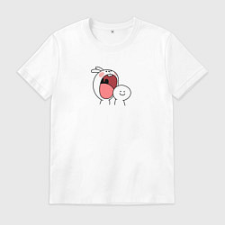 Футболка хлопковая мужская Мультяшный кролик для пары, цвет: белый