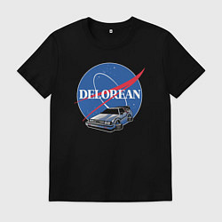 Футболка хлопковая мужская Space delorean, цвет: черный