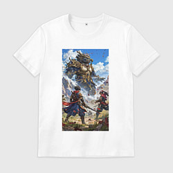Футболка хлопковая мужская Битва героев, цвет: белый