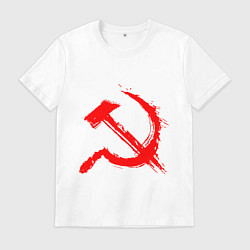 Футболка хлопковая мужская Sickle and hammer red paint, цвет: белый