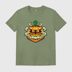 Футболка хлопковая мужская Evil pumpkin, цвет: авокадо