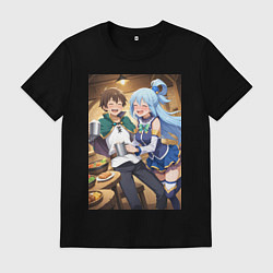 Футболка хлопковая мужская Кадзума и Аква веселые будни, цвет: черный