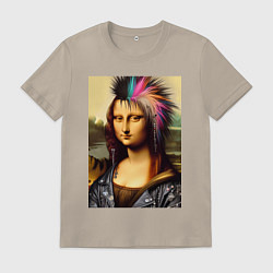 Футболка хлопковая мужская Mona Lisa - punks not dead, цвет: миндальный
