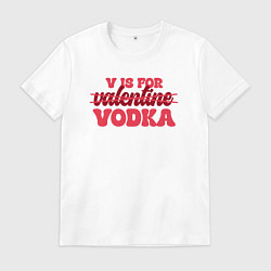 Футболка хлопковая мужская V is for vodka, цвет: белый