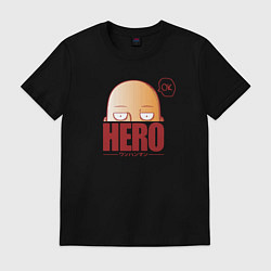 Футболка хлопковая мужская Ванпанч герой hero, цвет: черный