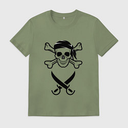 Футболка хлопковая мужская Пара пиратов мужчина, цвет: авокадо