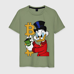 Футболка хлопковая мужская Duck tales - Scrooge bitcoin, цвет: авокадо