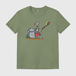 Футболка хлопковая мужская Селфи скелетик, цвет: авокадо