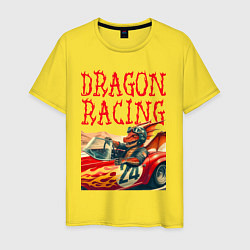 Футболка хлопковая мужская Dragon cool racer - ai art, цвет: желтый