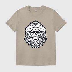 Футболка хлопковая мужская Mexico skull, цвет: миндальный