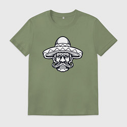 Футболка хлопковая мужская Усатый мексиканец, цвет: авокадо