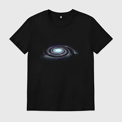 Футболка хлопковая мужская Галактика арт, синяя, цвет: черный