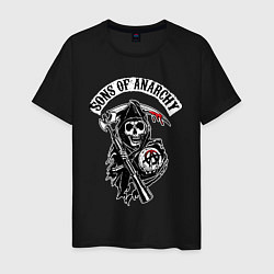 Футболка хлопковая мужская Sons of anarchy - логотип, цвет: черный