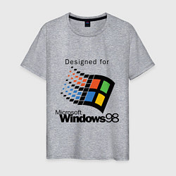 Футболка хлопковая мужская Предназначен для windows 98, цвет: меланж