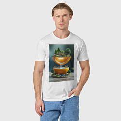Футболка хлопковая мужская Релаксирующий водопад спелых апельсинов, цвет: белый — фото 2