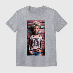 Футболка хлопковая мужская Barbie near wall - punks not dead, цвет: меланж