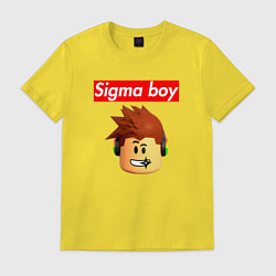 Футболка хлопковая мужская Sigma boy roblox head - мем Роблокс Сигма бой, цвет: желтый