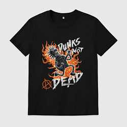 Футболка хлопковая мужская Панк-рок с Бендером из Футурамы, цвет: черный